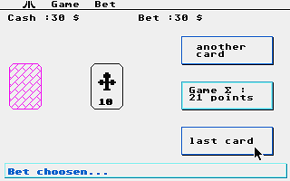 Blackjack atari screenshot